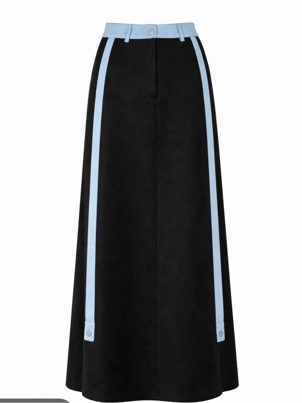 ALEEZA PARIS Black Maxi Skirt with Light Blue Trim XS